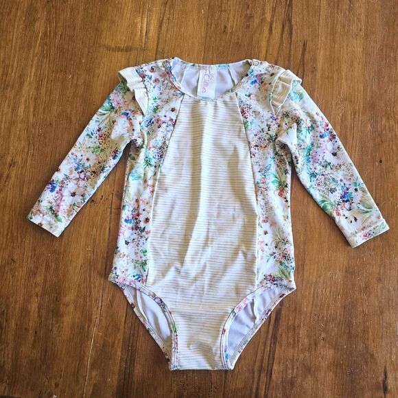 Little Chillies Swimwear Toddler Girls 2T One-piece Swimsuit Rashguard... - Picture 1 of 6